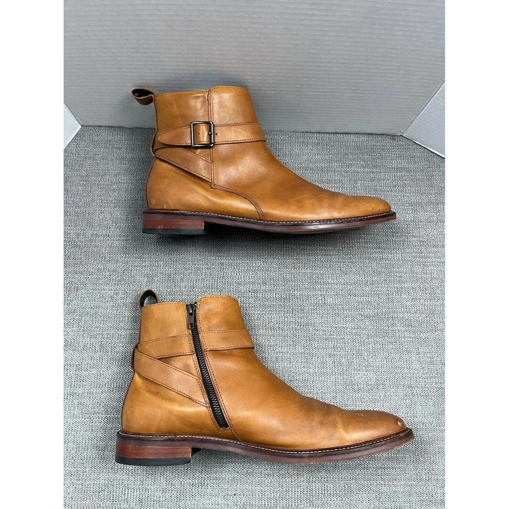 Banana Republic Leather Jodhpur Ankle Boots Mens 11 Brown Zip Buckle Straps